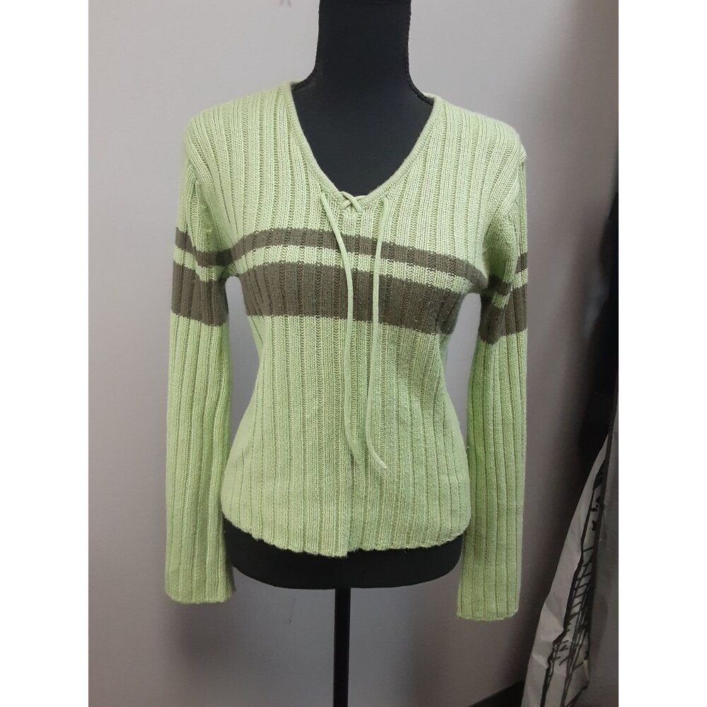Derek Heart Sweater Long Sleeve Green Dark Gray Size M